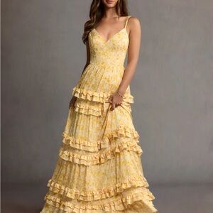Azazie Phoebe Dandelion Yellow Maxi Dress
